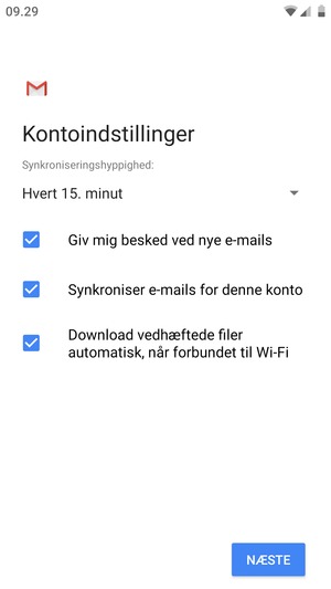 Vælg NÆSTE