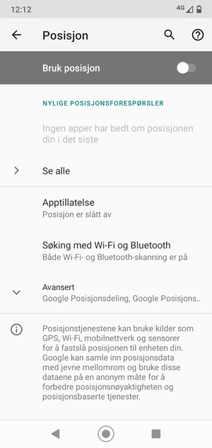 Slå av Bruk posisjon
