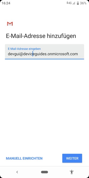 Geben Sie Ihre E-Mail-Adresse ein und wählen Sie MANUELL EINRICHTEN