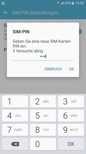 Geben Sie Ihre Neue SIM-Karten-PIN ein und wählen Sie OK