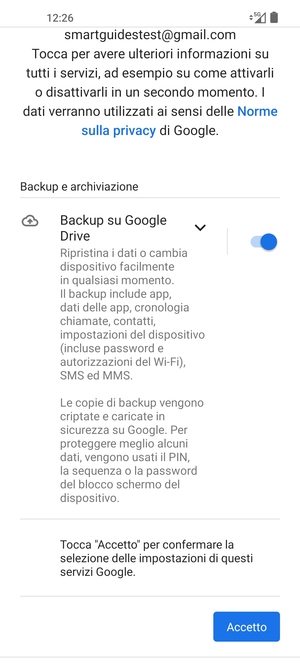 Seleziona Accetto
