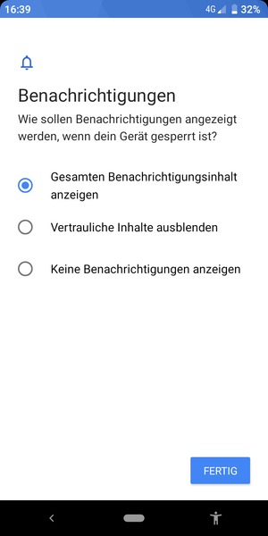 Wählen Sie die gewünschte Option und wählen Sie FERTIG