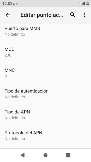 Desplácese hacia abajo e introduzca la información de Internet