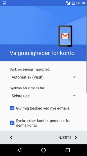 Vælg NÆSTE