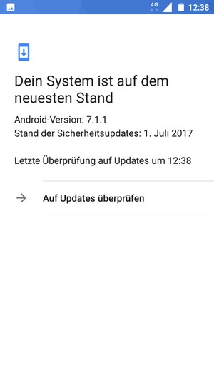 Falls Ihr Handy aktualisiert ist, wird Ihnen der folgende Bildschirm angezeigt