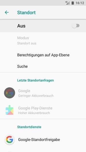 Schalten Sie Standort aus