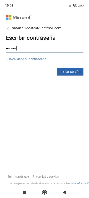 Introduzca su contraseña de Hotmail y seleccione Iniciar sesión