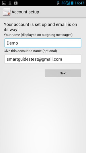 Give your account a name and enter your name. Select Next