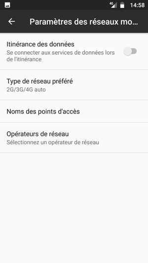 Pour changer de réseau en cas de problèmes de réseau, sélectionnez Opérateurs de réseau