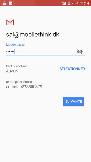 Saisissez votre mot de passe et sélectionnez SUIVANTE