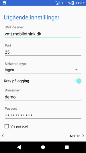 Skriv inn utgående serveradresse
