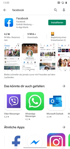 Wählen Sie die App