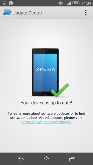 If your phone is up to date, you will see the following screen.