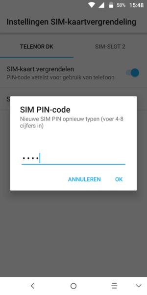 Bevestig uw nieuwe SIM PIN en selecteer OK