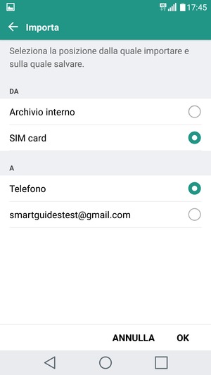Seleziona SIM card
