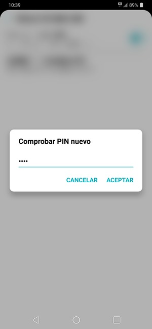 Confirme su nuevo PIN de tarjeta SIM y seleccione ACEPTAR