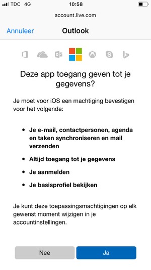 Selecteer Ja