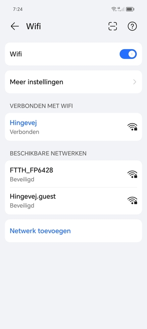 U bent nu verbonden met het WiFi-netwerk