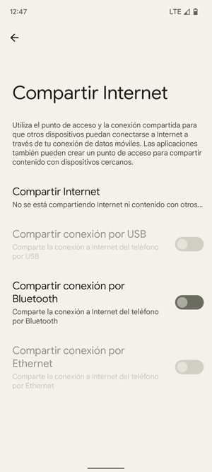 Seleccione Compartir Internet