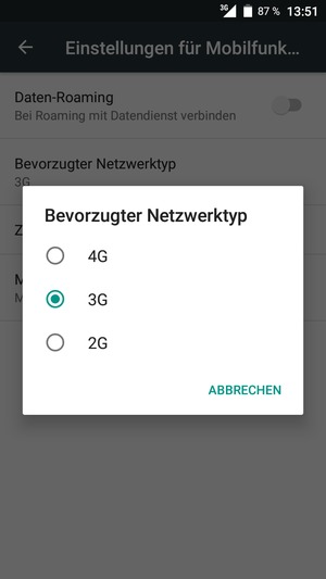 Wählen Sie die gewünschte Option
