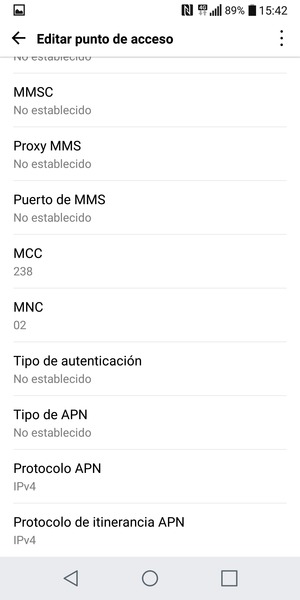 Desplácese hacia abajo e introduzca la información MMS