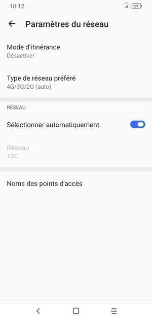 Sélectionnez Noms des points d'accès