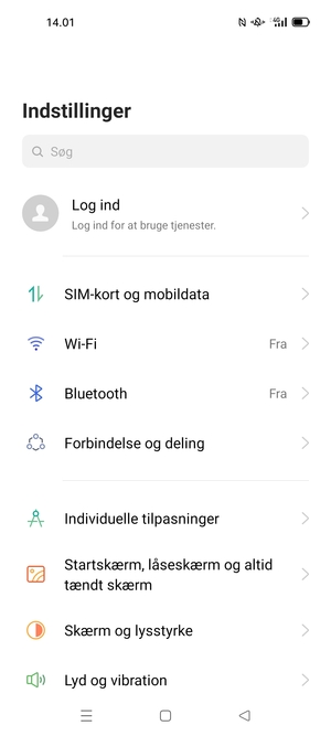Vælg SIM-kort og mobildata