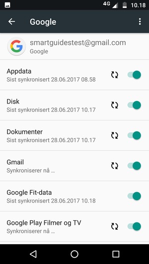 Din informasjon blir synkronisert