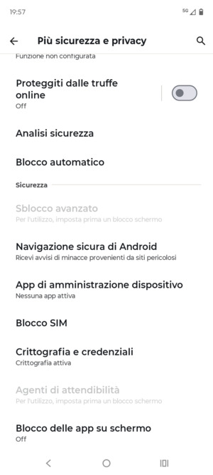 Scorri e seleziona Blocco SIM