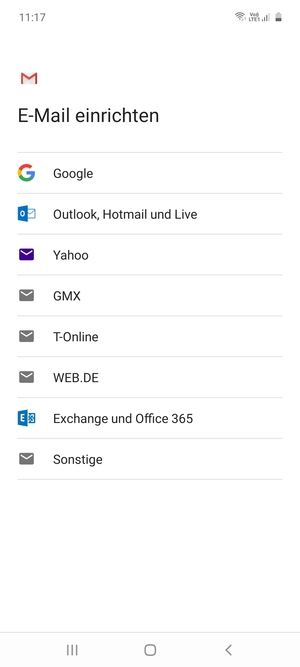 Wählen Sie Outlook, Hotmail und Live
