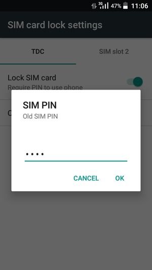 Enter your Old SIM PIN and select OK