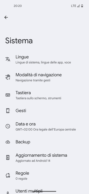 Seleziona Aggiornamento di sistema