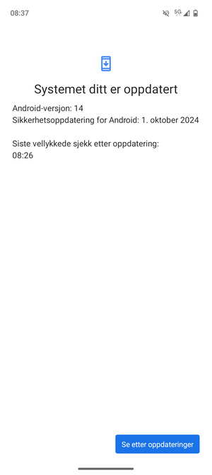 Hvis telefonen din er oppdatert, vil du se følgende skjermbilde