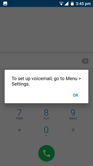 If your voicemail is not set up, select OK