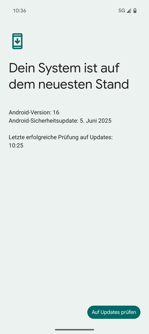 Falls Ihr Handy aktualisiert ist, wird Ihnen der folgende Bildschirm angezeigt