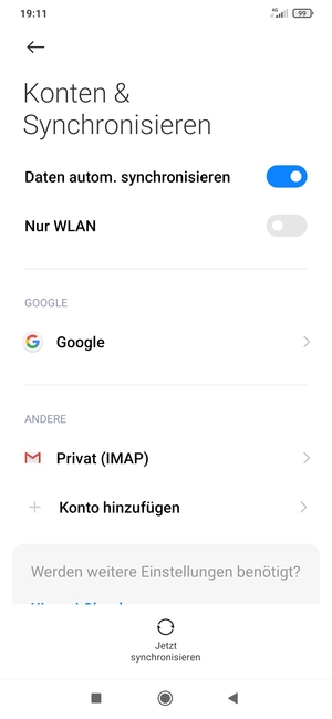 Wählen Sie Google
