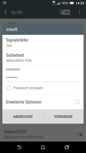 Geben Sie das WLAN-Passwort ein und wählen Sie VERBINDEN