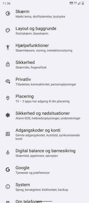 Scroll til og vælg Placering