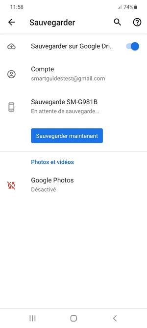 Sélectionnez Compte