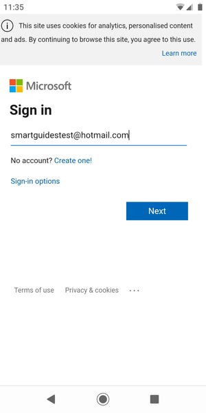 Enter your Email address and select Next