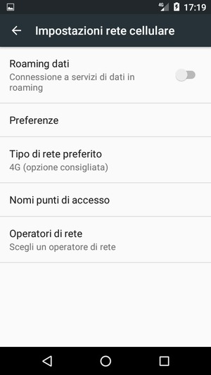 Seleziona Tipo di rete preferito