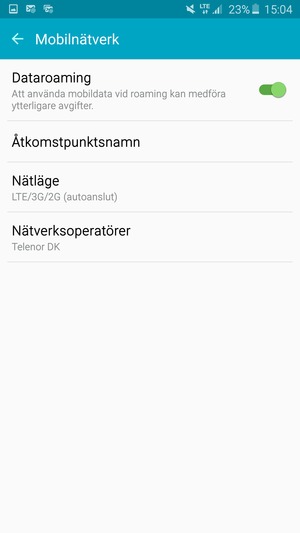 Slå på eller stäng av Dataroaming