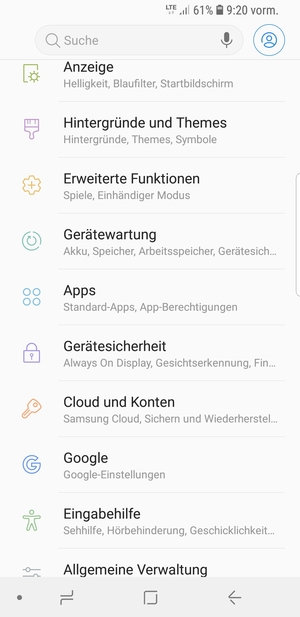 Wählen Sie Gerätesicherheit