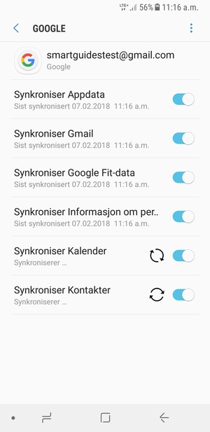 Din informasjon blir synkronisert