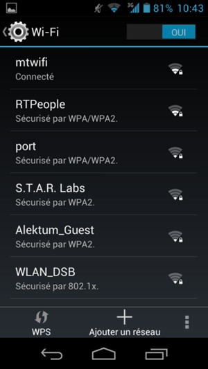 Vous êtes maintenant connecté au réseau Wi-Fi