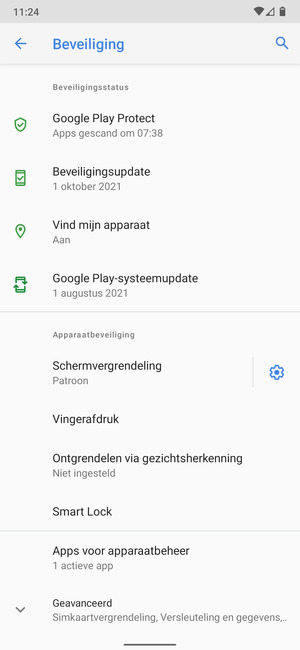 Uw telefoon is nu beveiligd met een schermvergrendeling
