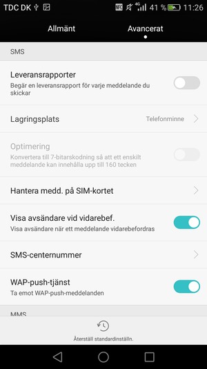 Scrolla till och välj SMS-centernummer