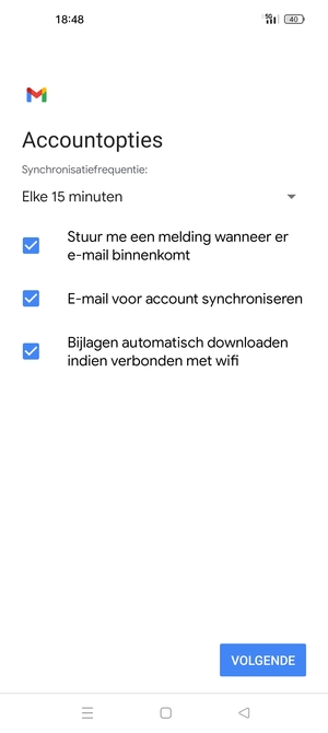 Selecteer VOLGENDE