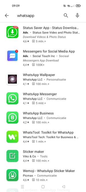 Selecteer de app