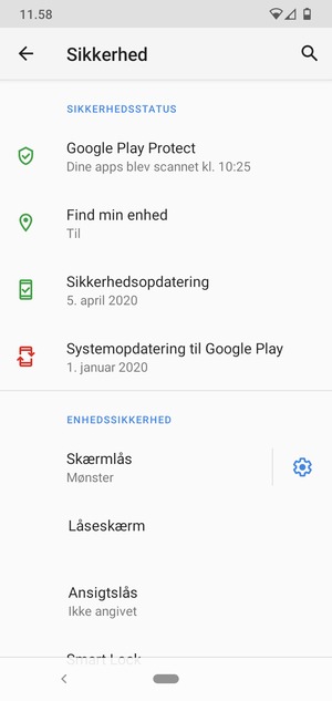 Din telefon er nu sikret med en skærmlås
